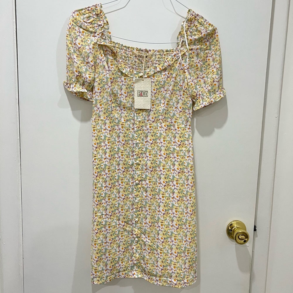 NEW Yellow and Green Floral Dress Size S